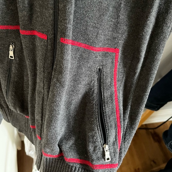 Armani Exchange knit zip-up sweater- grey and red logo - small - Picture 6 of 9
